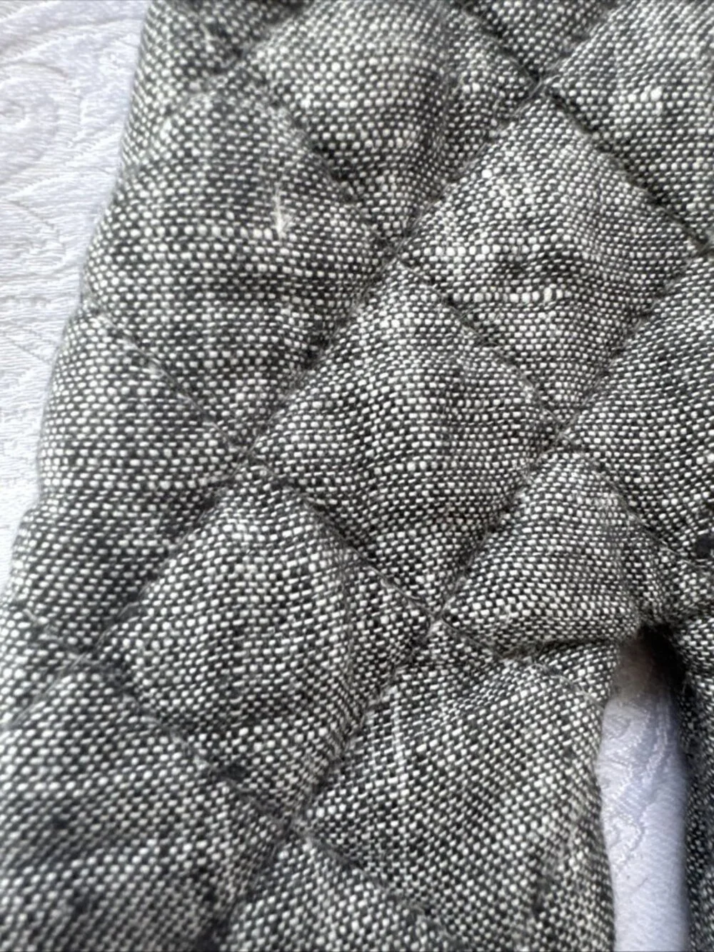 Vikolino Gray Linen Quilted Oven Glove Machine Washable 12.5